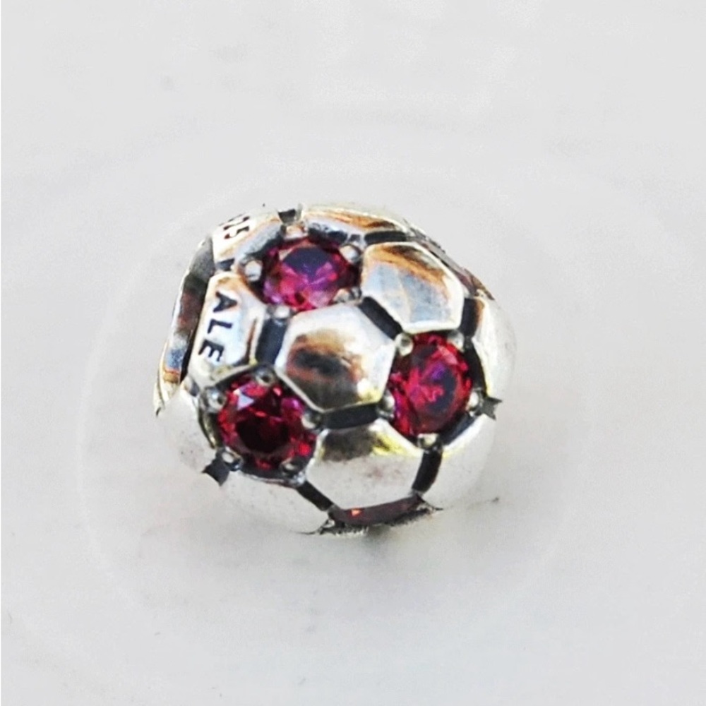 Genuine Pandora Red Soccer Ball Charm - 790444CZR (retired)